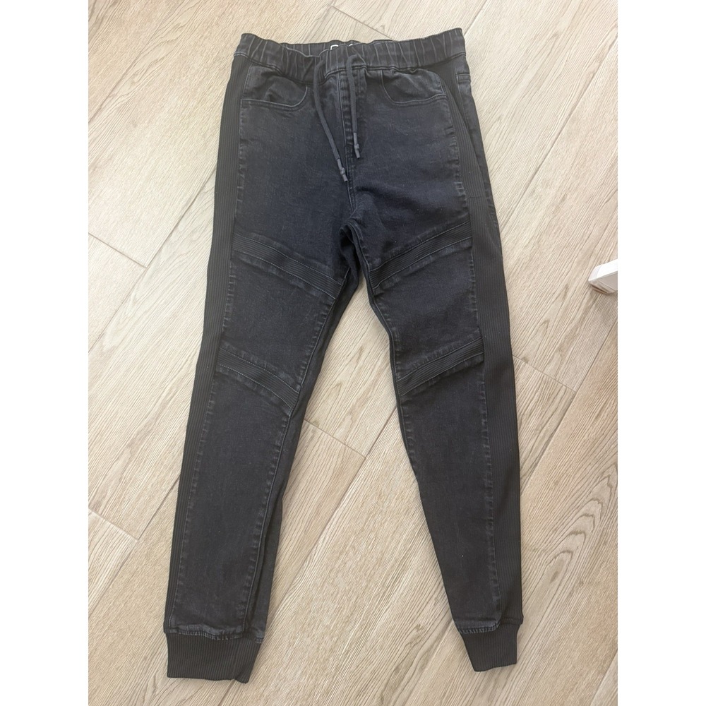 East Pointe Black Distressed Biker Jogger Denim Pants Stretch Mens M 28x28